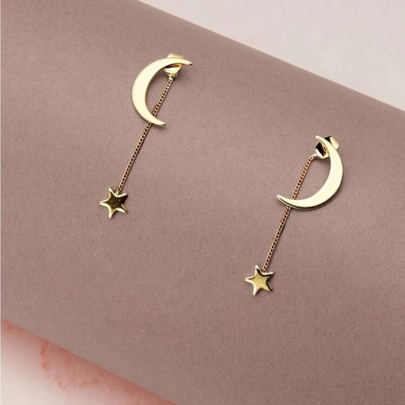 Jewelry - GOLD 4/$25 Moon Star Drop Earrings